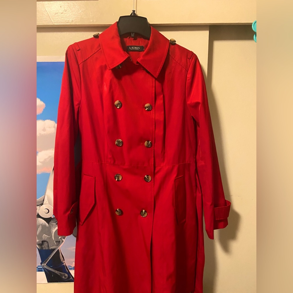 Ralph Lauren Red Trench Coat.